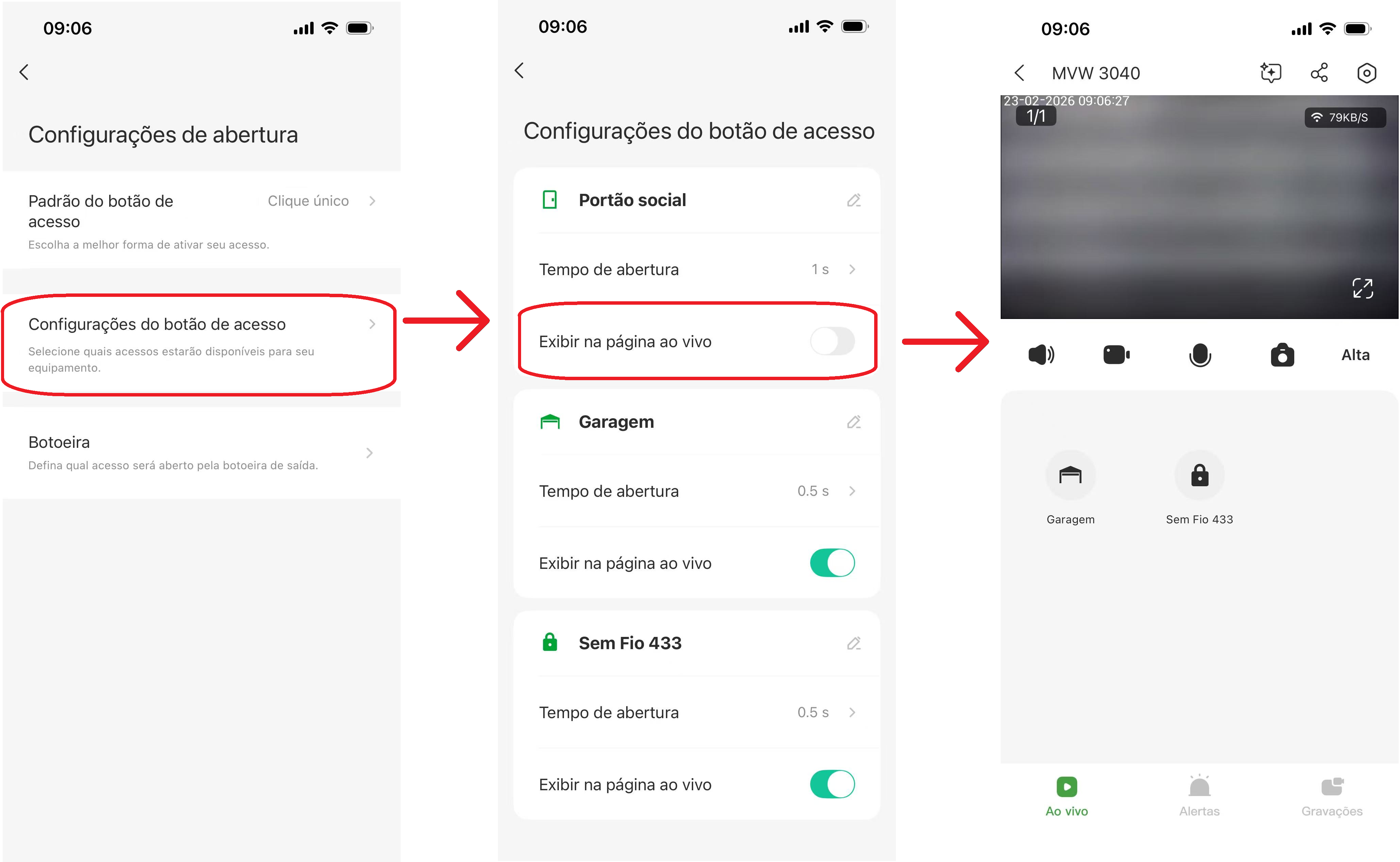 Configurações do Botão de Acesso